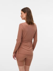MAMA.LICIOUS Regular fit V-pääntie Topit -Cedar Wood - 20022644