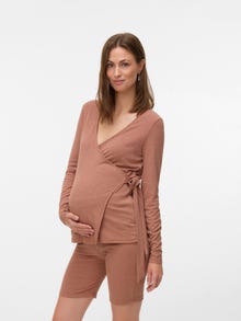 MAMA.LICIOUS Normal geschnitten V-Ausschnitt Top -Cedar Wood - 20022644
