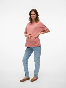 MAMA.LICIOUS Regular Fit Round Neck T-Shirt -Cedar Wood - 20022646
