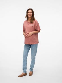 MAMA.LICIOUS Regular Fit Round Neck T-Shirt -Cedar Wood - 20022646