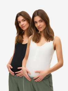 MAMA.LICIOUS Bodycon Fit U-ringning Linne -Black - 20022678