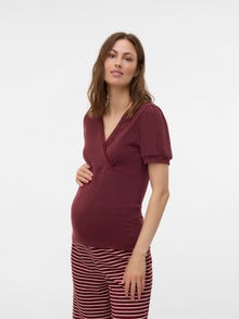 MAMA.LICIOUS Regular Fit O-hals Topp -Pomegranate - 20022700