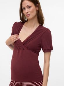 MAMA.LICIOUS Regular Fit O-hals Topp -Pomegranate - 20022700