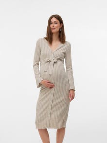 MAMA.LICIOUS Στενή εφαρμογή Λαιμόκοψη V Μίντι φόρεμα -Birch - 20022755