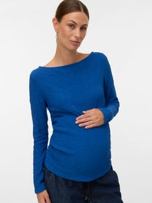 MAMA.LICIOUS Normal geschnitten U-Boot Ausschnitt Top -Mazarine Blue - 20022795