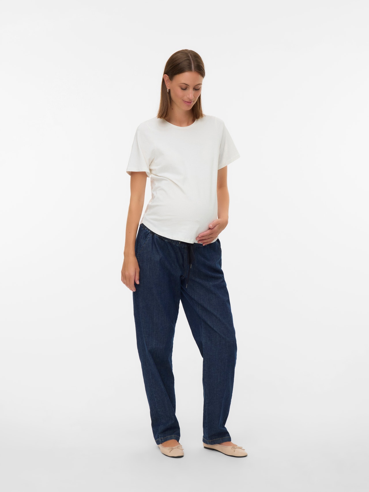 MAMA.LICIOUS Regular Fit Round Neck Top -Snow White - 20022817