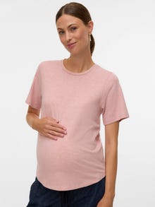 MAMA.LICIOUS Regular Fit Round Neck Top -Rose Brown - 20022817