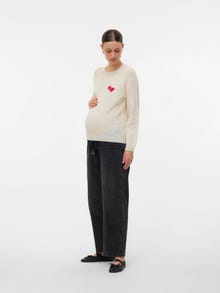 MAMA.LICIOUS Normal geschnitten Rundhals Pullover -Birch - 20022953