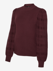 MAMA.LICIOUS Pullover Regular Fit Collo Alto Maniche a palloncino -Winetasting - 20022961