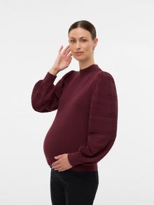 MAMA.LICIOUS Pullover Regular Fit Collo Alto Maniche a palloncino -Winetasting - 20022961