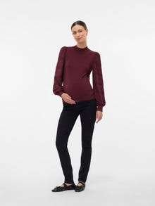 MAMA.LICIOUS Pullover Regular Fit Collo Alto Maniche a palloncino -Winetasting - 20022961