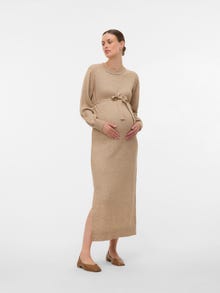 MAMA.LICIOUS Hagyományos Kerek nyak Hosszú ruha -Natural Melange - 20023000