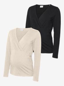 MAMA.LICIOUS Bodycon Fit V-hals Topp -Birch - 20023035