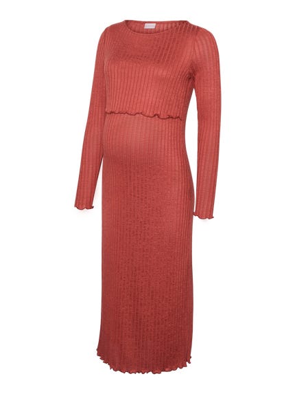 MLPALI Maternity Dress | Light Red | MAMA.LICIOUS MLPALI Maternity Dress | Light Red | MAMA.LICIOUS