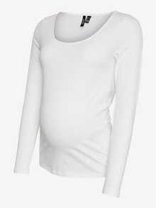 MAMA.LICIOUS Slim Fit U-ringning Topp -Bright White - 20023428