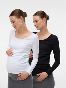 MAMA.LICIOUS VMMMAXI 2-pack Graviditetstop -Black/White - 20023428