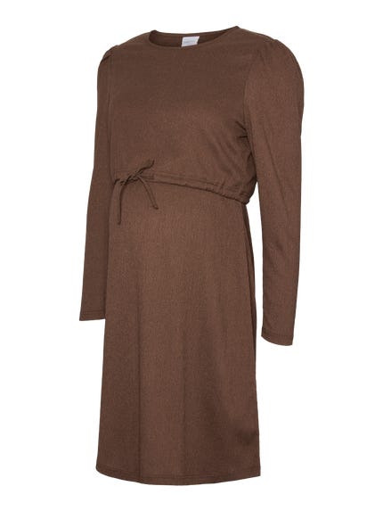 MAMALICIOUS Robe De Grossesse Manches Longues – Col U Allaitement – Confort Et Élégance Pour Futures Mamans