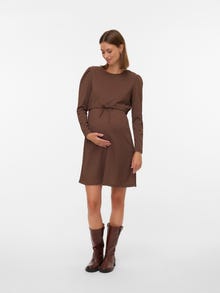 MAMA.LICIOUS Klasikinis kirpimas Apskrita apykaklė Trumpa suknelė -Chestnut - 20023548