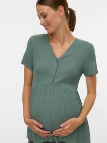 MAMA.LICIOUS Regular Fit V-Neck Top -Laurel Wreath - 20023773