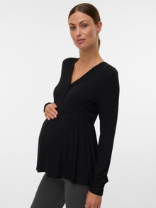 MAMA.LICIOUS Regular Fit V-Neck Top -Black - 20023774