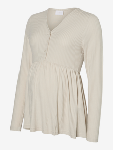MAMA.LICIOUS Regular Fit V-Neck Top -Pumice Stone - 20023774