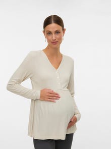 MAMA.LICIOUS Regular Fit V-Neck Top -Pumice Stone - 20023774