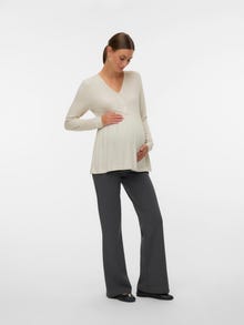 MAMA.LICIOUS Regular Fit V-Neck Top -Pumice Stone - 20023774