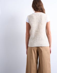 TOPSHOP Regular Fit V-Neck Knit Waistcoat -Beige - 31000008