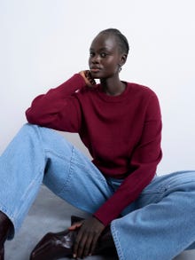 TOPSHOP Regular Fit Crew neck Genser -Burgundy - 31000012