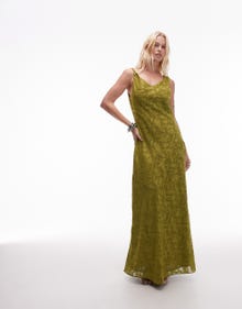TOPSHOP Regular Fit Round Neck Midi dress -Bright Green - 31000101