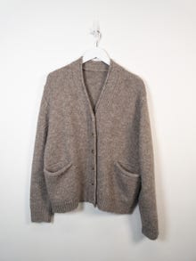 TOPSHOP Long Line Fit V-Neck Knit Cardigan -Beige - 31000123