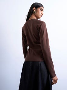 TOPSHOP Krój regularny Okrągły dekolt Góra -Chocolate Brown - 31000137