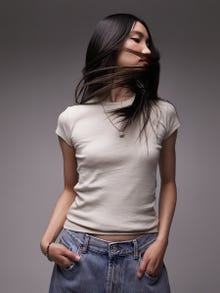 TOPSHOP Normal geschnitten Rundhalsausschnitt T-Shirt -Beige - 31000138