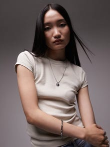 TOPSHOP Normal geschnitten Rundhalsausschnitt T-Shirt -Beige - 31000138
