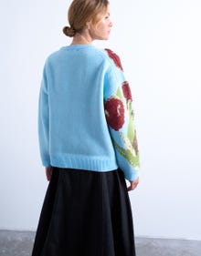 TOPSHOP Krój regularny Okrągły dekolt Sweter -Blue Iolite - 31000179