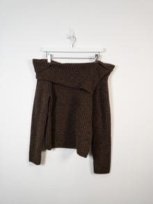 TOPSHOP Normal geschnitten Schulterfrei Strickoberteil -Chocolate Brown - 31000190