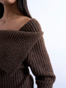 TOPSHOP Normal geschnitten Schulterfrei Strickoberteil -Chocolate Brown - 31000190