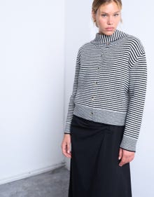 TOPSHOP Regular fit Crewneck Strikket cardigan -Black - 31000196