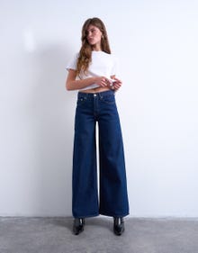 TOPSHOP Široka noga stane Traperice -Dark Blue Denim - 31000307
