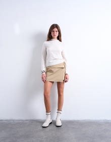 TOPSHOP Regular fit Høj hals Strikket top -Ivory Cream - 31000329