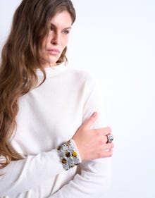 TOPSHOP Haut en tricot Regular Fit Col haut -Ivory Cream - 31000329