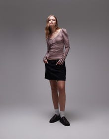 TOPSHOP Normal passform U-ringning Topp -Burgundy - 31000400