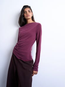 TOPSHOP Standard fit O-hals Top -Burgundy - 31000467