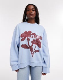 TOPSHOP Standard Fit Crew neck Sweatshirt -Stone Blue - 31000550