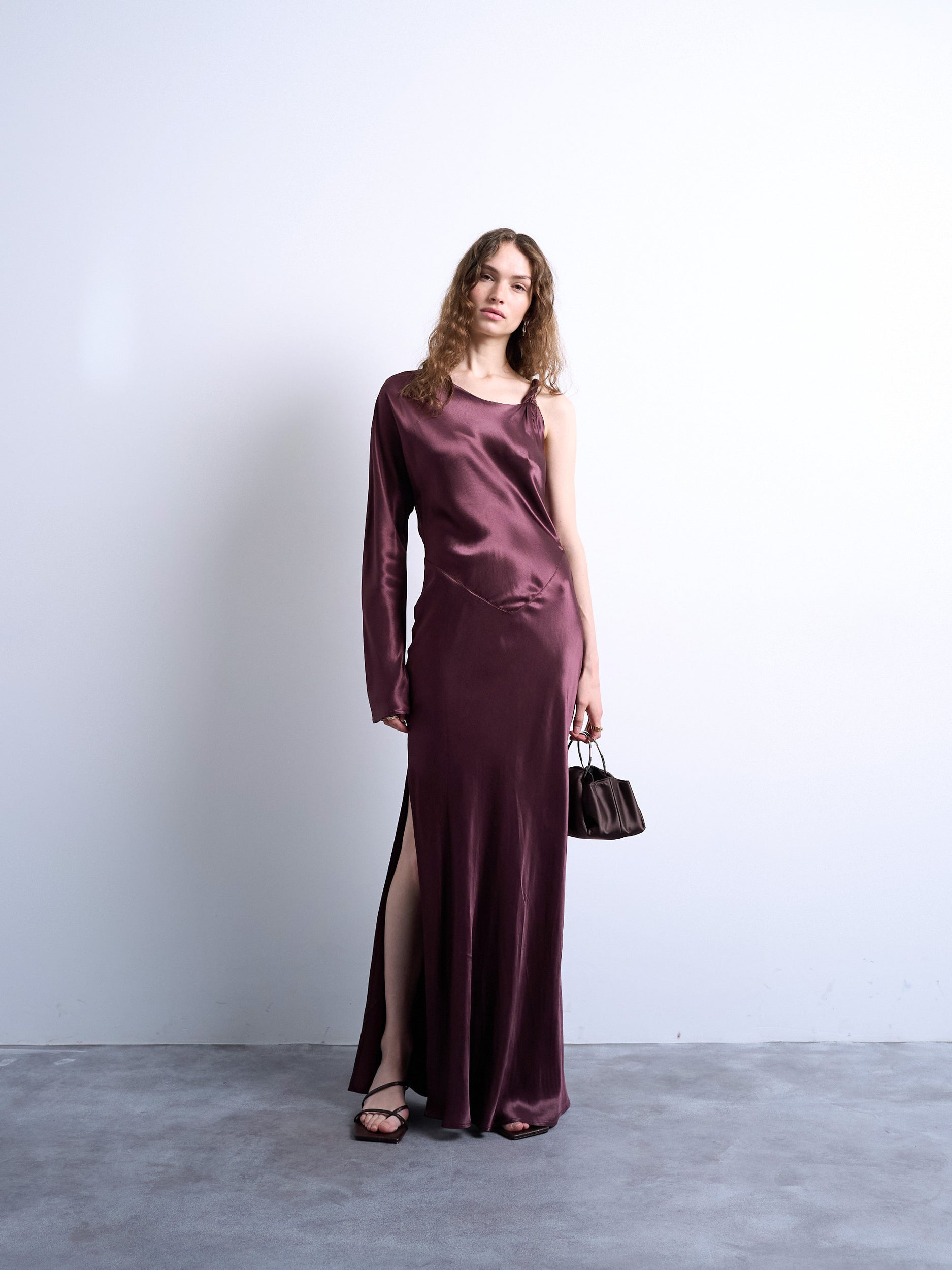 topshop purple leather dress Miss Circle Women's Sabina Purple Leather Slash Neck Midi Dress