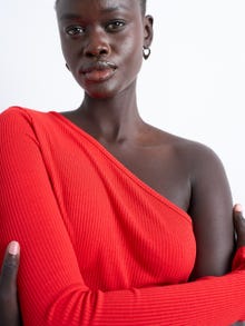 TOPSHOP Standard Fit One Shoulder Top -Rio Red - 31000575