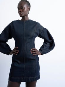 TOPSHOP Normal geschnitten Rundhals Kurzes Kleid -Medium Blue Denim - 31000633