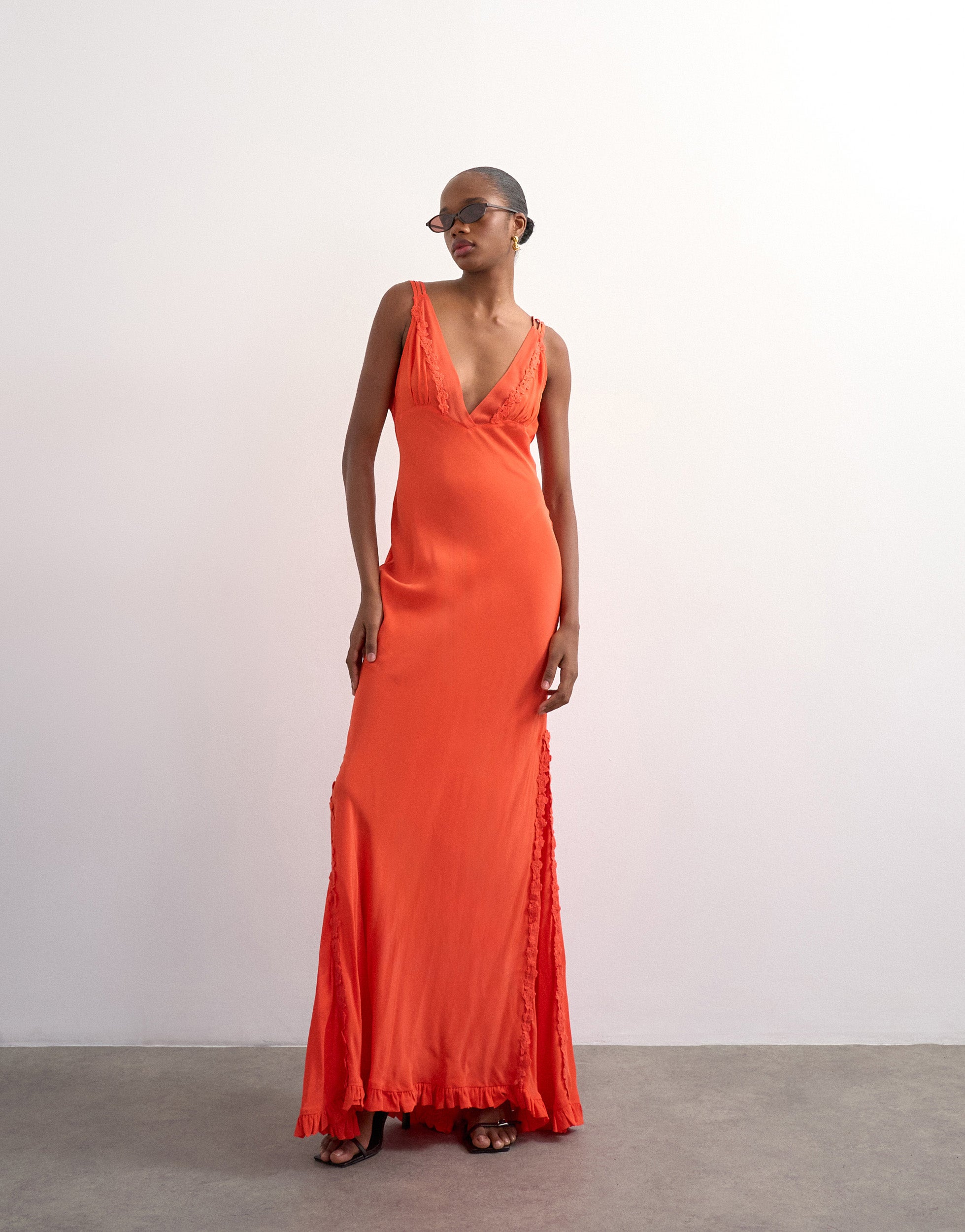 vero moda orange dress VERO MODA Summer Dress 'VMATHENA' in Orange